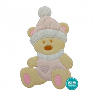 Iron-on Patch - Teddy Bear with Hat - Pink